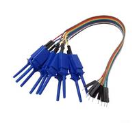 Lot de 20 crochets d'analyseur logique 20 cm de long pour - Tête mâle avec clip rétractable pour une connexion sécurisée, idéal pour les tests de circuits et de puces sur Hobby Compnt (bleu)