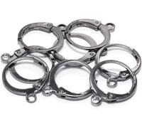 Lot de 20 crochets de boucles d'oreilles à levier français en acier avec boucle ouverte pour homme et femme pour la fabrication de bijoux (14 x 12 mm) (noir)