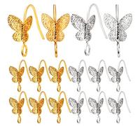 Lot de 20 crochets de boucles d'oreilles papillon en laiton - Crochets en forme de poisson français - Connecteurs élégants pour femme - Pour la fabrication de bijoux - Or 18 carats et argent
