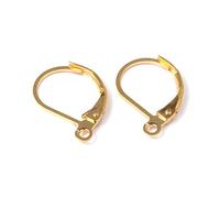 LOT DE 20 CROCHETS DORMEUSES SUPPORTS BOUCLES D'OREILLES METAL DORE 10x15 mm - CREATION BIJOUX PERLES