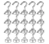 Lot de 20 crochets magnétiques néodyme 10 kg avec 3 couches de protection contre la corrosion, parfaits pour une suspension en intérieur (blanc argenté)