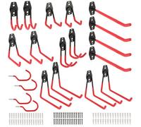 Lot de 20 Crochets rangement atelier - Rangement Garage,Crochet Mural en Acier - 3 soudures - pour Échelle,Vélos,Tuyaux,Outils