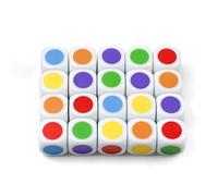 Lot de 20 cubes de couleur, 6 couleurs avec points, cubes réglables de 22 mm, cubes colorés pouvant être utilisés en classe pour enseigner les couleurs de base et neutres