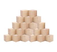 Lot de 20 cubes en bois naturel - 50 mm - 5 x 5 x 5 cm - Pour travaux manuels, tampons, mathématiques, blocs de construction, pions et puzzles