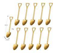 Lot de 20 cuillères à expresso en forme de pelle, 12,9 cm, mini cuillères à café en acier inoxydable, petites cuillères pour dessert, thé, apéritif, fournitures de fête, doré