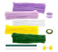 Lot de 20 cure-pipes pour bricolage - En polyester - Avec 20 bâtons de colle vert - Ruban adhésif - Ruban cadeau - Pour bricolage et décoration de bricolage (style 2)