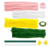 Lot de 20 cure-pipes pour bricolage - En polyester - Avec 20 bâtons de colle vert - Ruban adhésif - Ruban cadeau - Pour bricolage et décoration de bricolage (style 1)