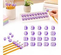 Lot de 20 décorations de crayons numérotées réutilisables pour enseignants, marqueurs de suivi pour les stations d'approvisionnement, l'organisation scolaire et la gestion des crayons des étudiants