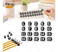 Lot de 20 décorations de crayons numérotées réutilisables pour enseignants, marqueurs de suivi pour les stations d'approvisionnement, l'organisation scolaire et la gestion des crayons des étudiants