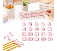 Lot de 20 décorations de crayons numérotées réutilisables pour enseignants, marqueurs de suivi pour les stations d'approvisionnement, l'organisation scolaire et la gestion des crayons des étudiants