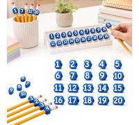 Lot de 20 décorations de crayons numérotées réutilisables pour enseignants, marqueurs de suivi pour les stations d'approvisionnement, l'organisation scolaire et la gestion des crayons des étudiants