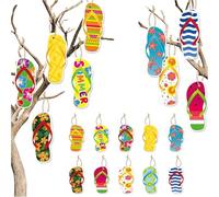 Lot de 20 décorations de fête hawaïenne, tongs d'été, guirlande de fanions à suspendre, plage, plage hawaïenne, avec ficelle (A)