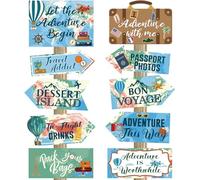 Lot de 20 décorations de fête sur le thème du voyage - Panneau « Let The Adventure Begin », panneaux d'aventure, décorations de voyage pour anniversaire, fête prénatale - 27,9 x 20,3 cm, 27,9 x 12,7