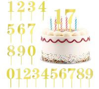 Lot de 20 décorations de gâteau en forme de chiffre de 0 à 9 ans - 15 cm - Matériau acrylique - Convient pour les fêtes d'anniversaire de tous âges et les fêtes de mariage