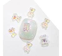 Lot de 20 décorations d'ongles en forme d'ours - Mélange de couleurs vives - Résine - Strass mignons pour femmes - Charme pour filles