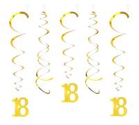 Lot de 20 décorations en forme de tourbillons dorés pour 18e anniversaire - Guirlande de spirales - Décoration pour 18e anniversaire garçon - 18 ans (18)