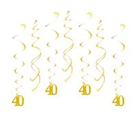 Lot de 20 décorations pour 40 ans, 40 ans, 40 ans, 40 ans, décoration d'anniversaire pour homme, 40, 40 ans, décoration pour homme, tourbillons suspendus pour 40e décorations de fête