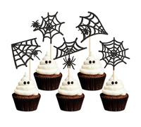 Lot de 20 décorations pour cupcakes en toile d'araignée - 5 motifs (4 de chaque), Halloween et araignée - Fournitures de fête à thème
