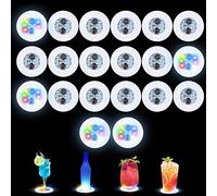 Lot de 20 dessous de verre à DEL, autocollants LED, lampe de bouteille à DEL super lumineuse avec 6 perles lumineuses, dessous de verre pour bar, bière, boisson, fête, club, anniversaire, décoration