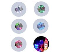 Lot de 20 dessous de verre LED colorés autocollants lumineux pour bar, boisson, verre de bière, verre à vin, lumière clignotante pour fête, mariage, bar
