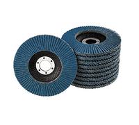 Lot de 20 disques à lamelles en inox - Ø 125 mm - Lot de 5 grains mélangés 40 / 60 / 80 / 120 - bleu
