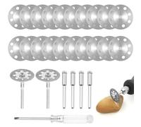 Lot de 20 disques à tronçonner diamantés compatibles avec Dremel, accessoires d'outils rotatifs, roues diamantées de 22 mm avec 4 mandrins, disques de coupe pour carrelage, verre, pierre, bois, acier