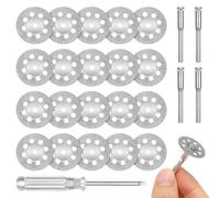 Lot de 20 disques à tronçonner diamantés de 22 mm, mini disque diamanté, mini disque à tronçonner perforé, outil rotatif, avec mandrin de 4 à 3 mm, pour outil rotatif, pierre, verre, carrelage, bois