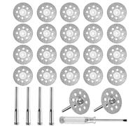 Lot de 20 disques à tronçonner diamantés pour disques de coupe diamant Dremel (22 mm) pour outils rotatifs Dremel, disques de coupe en métal, pierre, verre, avec 4 mandrins de 3 mm, 1 tournevis