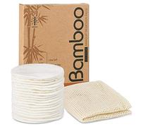 Lot de 20 disques démaquillants bio réutilisables, lavables et respectueux de l'environnement, en bambou naturel, pour tous les types de peau, avec sac en coton