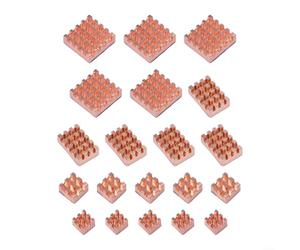 Lot de 20 dissipateurs thermiques en cuivre pur pour Raspberry Pi 4B 3B+ - Refroidisseur CPU haute performance dissipateur thermique passif avec bande thermique pour refroidissement électronique 15 x