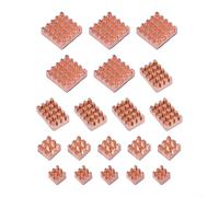 Lot de 20 dissipateurs thermiques en cuivre pur pour Raspberry Pi 4B, refroidisseur de processeur silencieux avec coussinets thermiques, tailles 15 x 15 mm, 15 x 10 mm, 8 x 8 mm, 6 x 6 mm, finition