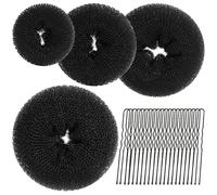 Lot de 20 donuts pour chignons parfaits - Très grand, moyen, petit avec épingles à cheveux (noir avec grandes épingles à chignons)