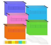 Lot de 20 dossiers suspendus A4 multicolores A4 en polypropylène A4 Multicolore Rangement A4 Dossiers suspendus avec onglets et inserts pour cartes pour travail, école, bureau