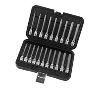 Lot de 20 douilles hexagonales longues 3/8" métriques 3 mm 12 mm British 1/8" 7/16" Coffret de rangement inclus Kit d'outils avec douilles de précision