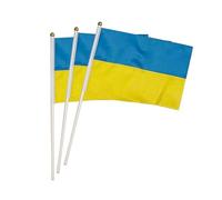 Lot de 20 drapeaux à manivelle du Ukraine pour la fête nationale des fêtes, défilés, drapeaux de main, événements sportifs, décoration de bars, drapeaux japonais, drapeaux Ukraine