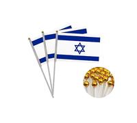 Lot de 20 drapeaux à manivelle Israël, Israël Mini Drapeau portable, Drapeau Israël, Petit Drapeau Israël, Mini Drapeau Israël, drapeau Israël, drapeau Israël petit, drapeaux à main Israël