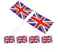 Lot de 20 drapeaux britanniques, drapeaux britanniques ondulés à la main - 14 x 21 cm - Mini drapeaux nationaux de poche - Drapeaux GB - Drapeaux de château de sable - Décorations de fête (drapeaux