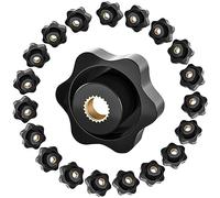 Lot de 20 écrous de poignée en forme d'étoile - Filetage intérieur M8 x 32 mm - Bouton de serrage - En plastique noir - Écrou moleté - Pour appareils mécaniques, industriels et électroniques