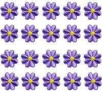 Lot de 20 écussons brodés violets en forme de marguerite, à repasser ou à coudre, pour vestes