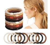 Lot de 20 élastiques à cheveux tressés sans tirer ni endommager les queues de cheval, sans métal, élastiques pour femmes et filles, cheveux épais et bouclés