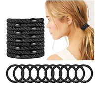 Lot de 20 élastiques à cheveux tressés sans traction ni dommage pour queue de cheval - Sans métal - Élastiques pour femmes et filles - Cheveux épais et bouclés