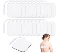 Lot de 20 Électrodes Adhésives 5x5cm Réutilisables Patchs Carrés avec Pigtail pour Électrostimulateur Musculaire