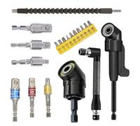 Lot de 20 embouts de visseuse d'angle à 105 ° - Adaptateur multi-tailles - Embout d'angle - Visseuse sans fil - Polyvalence : 105° - Engrenage d'angle - Pour travailleurs du bâtiment