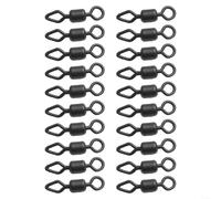 Lot de 20 émerillons de pêche à la carpe en acier inoxydable avec terminateurs à pression pour assemblage d'anneaux à 8 chiffres en diamant américain