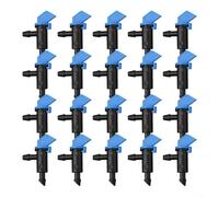 Lot de 20 émetteurs d'irrigation goutte à goutte de 1, 2, 4 GPH avec raccords barbelés à code couleur, contrôle du débit en polyéthylène, compatibilité des tuyaux en polyéthylène, valve d'arrêt pour