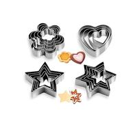 Lot de 20 emporte-pièces en forme de cœur, fleur, étoile, hexageam en acier inoxydable pour la cuisson de biscuits, pâtisseries