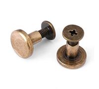 Lot de 20 Ensembles en Laiton à Tête Plate Bouton, Walfront Vis Rivets Bronze à Ongles, Bricolage Cuir Artisanal Métal Rivet pour Ceinture Aangle Sac Chaussures Décoration(8mm)