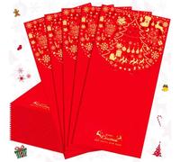 Lot de 20 enveloppes de Noël rouges de 8,9 x 17,8 cm, grandes enveloppes pour argent de vacances, motif sapin de Noël, Père Noël et bonhomme de neige, paquets rouges pour cadeaux de Noël, mariages
