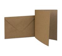 Lot de 20 enveloppes en papier kraft - Format A6 - 10,5 x 14,7 cm - 220 g/m² - Enveloppes DIN C6 11,5 x 16 cm - 90 g/m² - Marron naturel