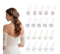 Lot de 20 épingles à cheveux de mariage pour femme, fleurs en perles et strass pour mariée, demoiselles d'honneur, filles, invitées de mariage (strass floraux)